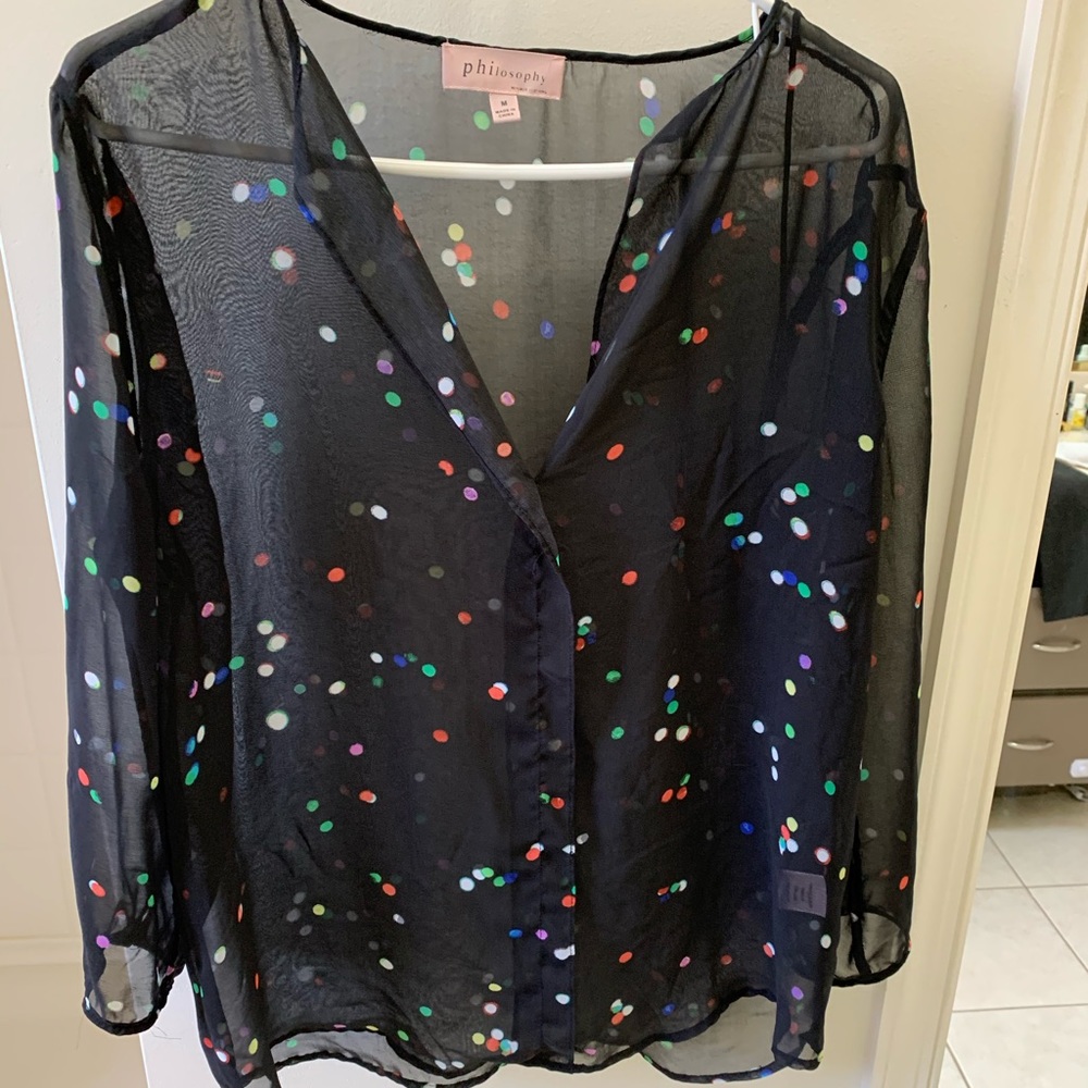 Philosophy sheer blouse - black with dots!